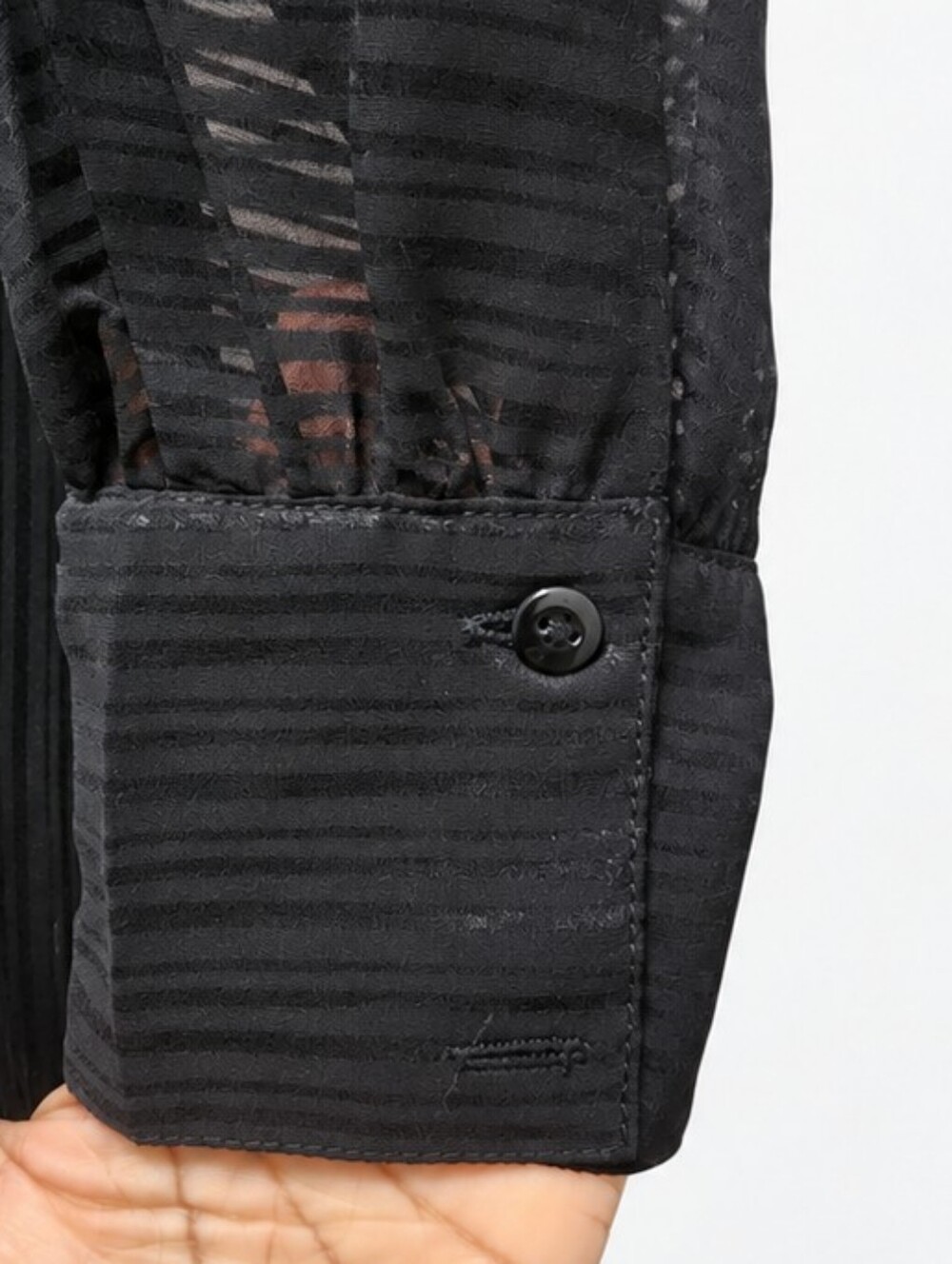 PrettyLittleThing Plus Jumpsuit Black Sheer Stripe Wide Leg Glam US 14 - Picture 7 of 16